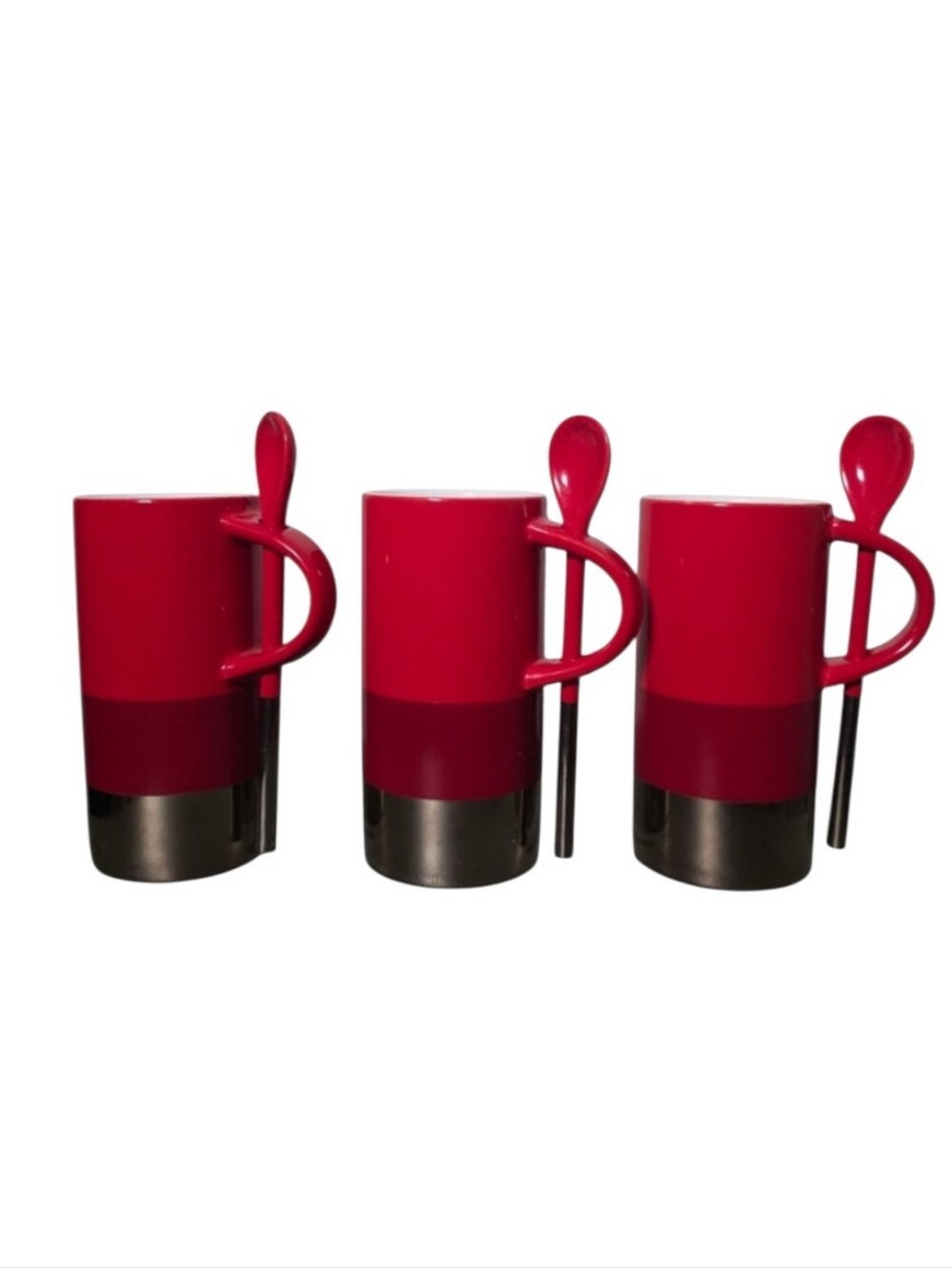 Starbucks VerismoTM Mug, 8 fl oz with Spoon Red Silver Set Of 3